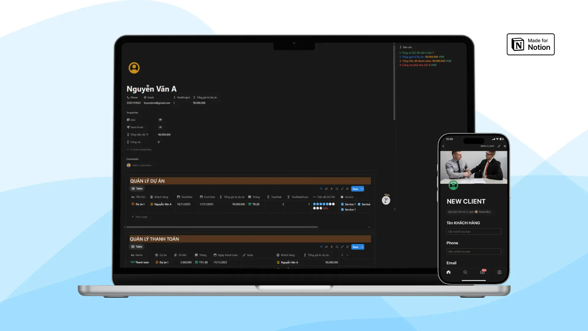 Notion Template for Freelancer - Quản lý Tài chính và Khách hàng